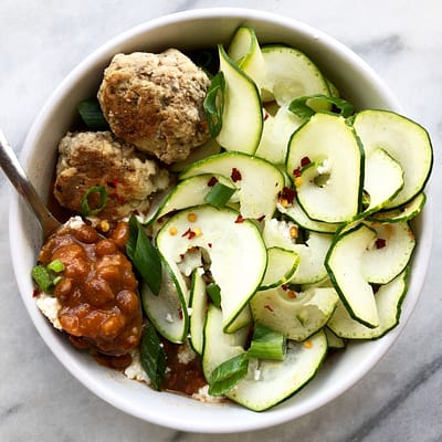 Greek Garlic Stuffed Olive Lamb & Turkey Meatballs