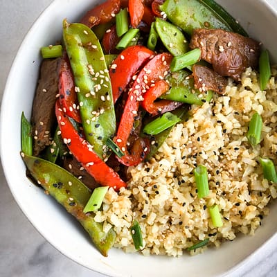 15 Minute Steak and Snow Pea Stir-Fry (Paleo, Whole-30, Low-Carb)