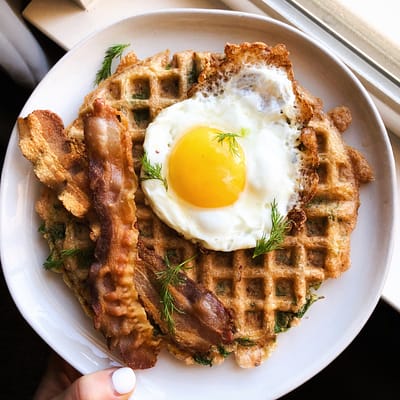 Two Ingredient Whole 30 Savory Cauliflower Waffles