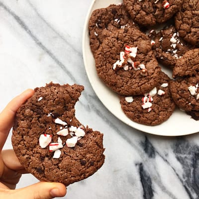Double Chocolate Peppermint Tahini Cookies