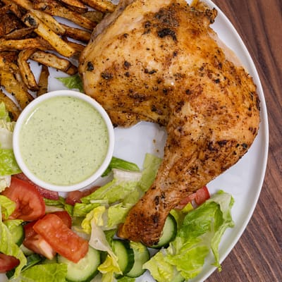 Peruvian Roasted Chicken with Tangy Green Sauce