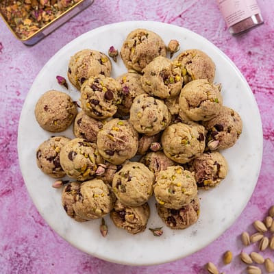 Pistachio Rose Chocolate Chip Cookies